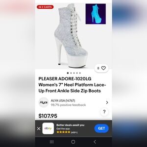 Pleaser Women's Glitter Lace-Up Platform Boots